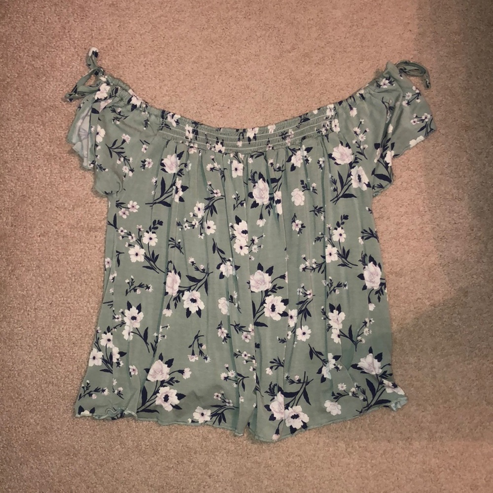 Floral off the shoulder shirt with slits on sides